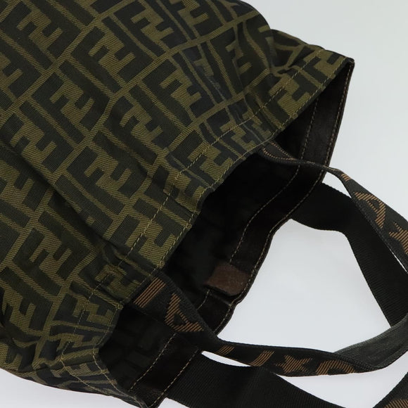 FENDI Zucca Canvas Tote Bag Black Brown Auth yk18964