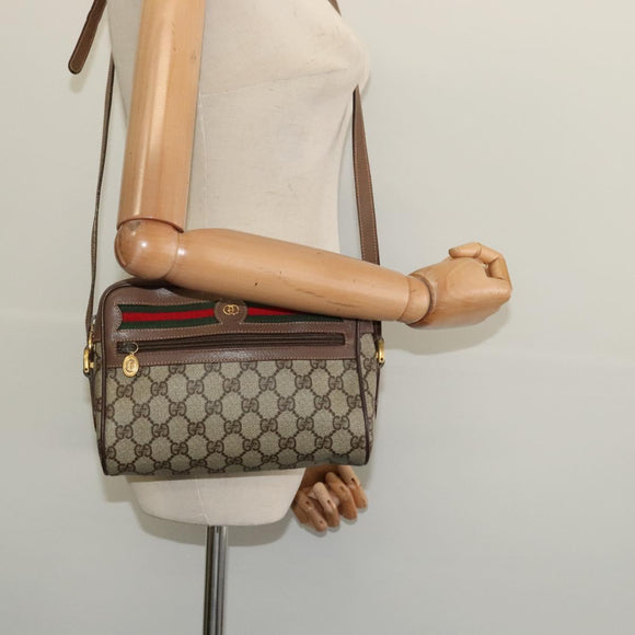 GUCCI GG Supreme Web Sherry Line Shoulder Bag PVC Beige 001 44 6655 Auth yk18967