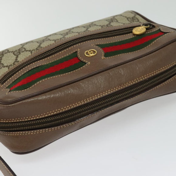 GUCCI GG Supreme Web Sherry Line Shoulder Bag PVC Beige 001 44 6655 Auth yk18967