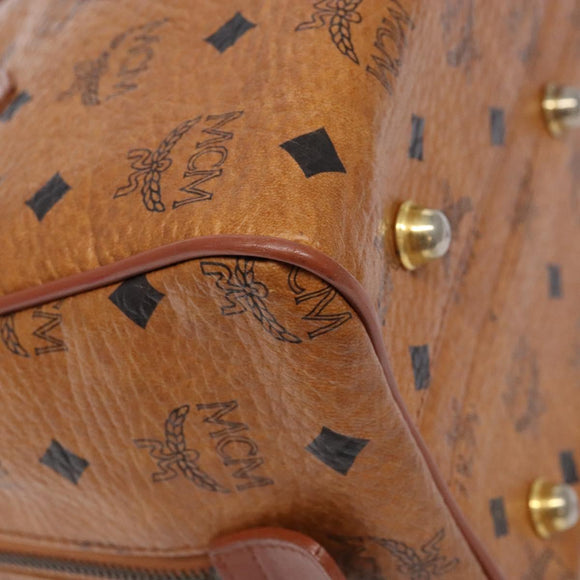 MCM Logogram Vicetos Hand Bag PVC Leather Brown Gold Auth yk18983