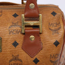 MCM Logogram Vicetos Hand Bag PVC Leather Brown Gold Auth yk18983-10