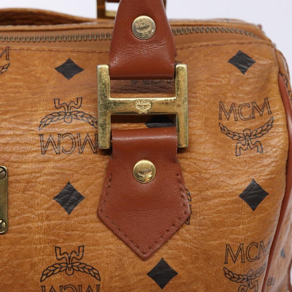 MCM Logogram Vicetos Hand Bag PVC Leather Brown Gold Auth yk18983