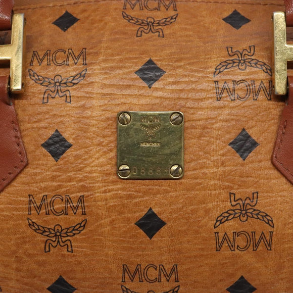 MCM Logogram Vicetos Hand Bag PVC Leather Brown Gold Auth yk18983