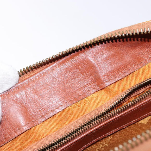 MCM Logogram Vicetos Hand Bag PVC Leather Brown Gold Auth yk18983