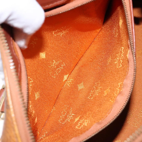 MCM Logogram Vicetos Hand Bag PVC Leather Brown Gold Auth yk18983