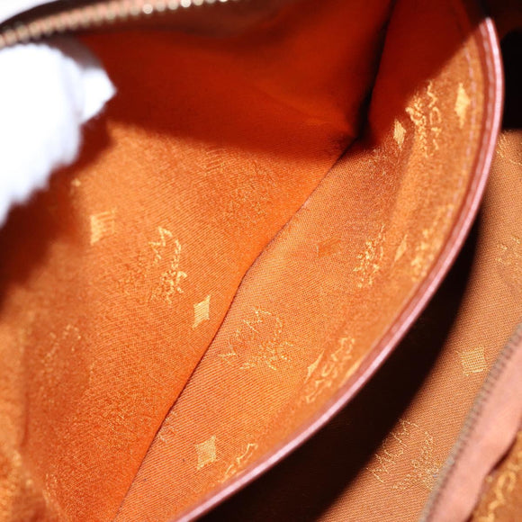 MCM Logogram Vicetos Hand Bag PVC Leather Brown Gold Auth yk18983