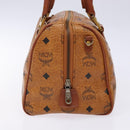 MCM Logogram Vicetos Hand Bag PVC Leather Brown Gold Auth yk18983-3