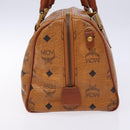 MCM Logogram Vicetos Hand Bag PVC Leather Brown Gold Auth yk18983-4