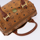 MCM Logogram Vicetos Hand Bag PVC Leather Brown Gold Auth yk18983-6
