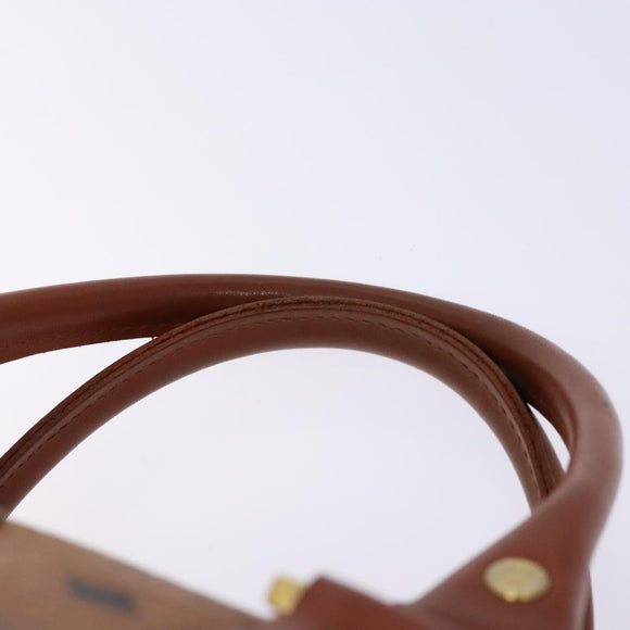 MCM Logogram Vicetos Hand Bag PVC Leather Brown Gold Auth yk18983