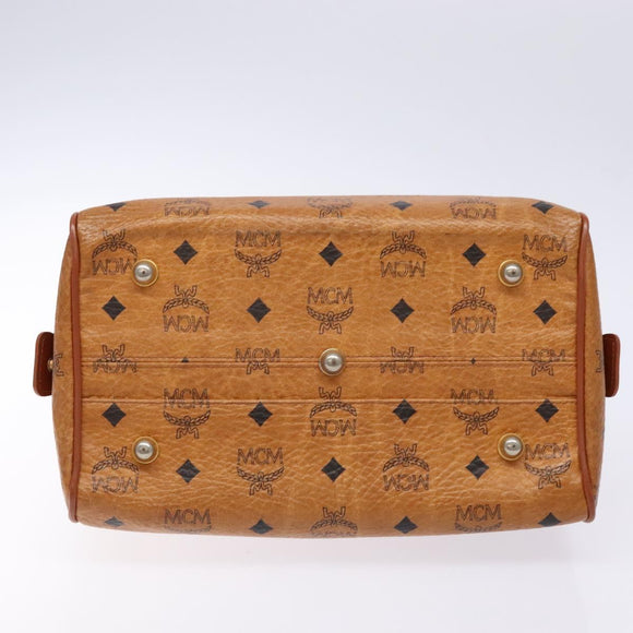 MCM Logogram Vicetos Hand Bag PVC Leather Brown Gold Auth yk18983