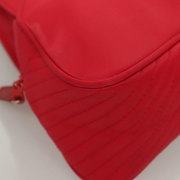 SAINT LAURENT Hand Bag Nylon Red Auth yk18999