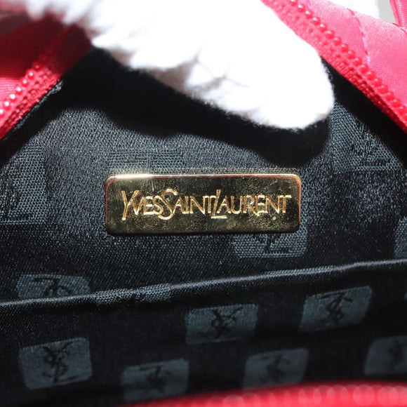 SAINT LAURENT Hand Bag Nylon Red Auth yk18999