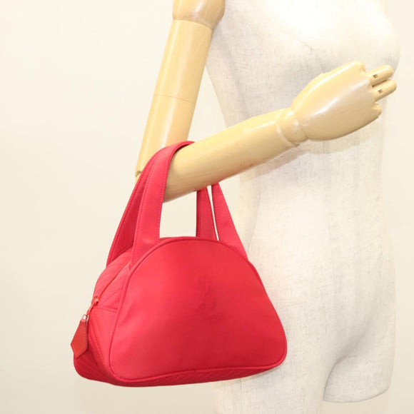 SAINT LAURENT Hand Bag Nylon Red Auth yk18999
