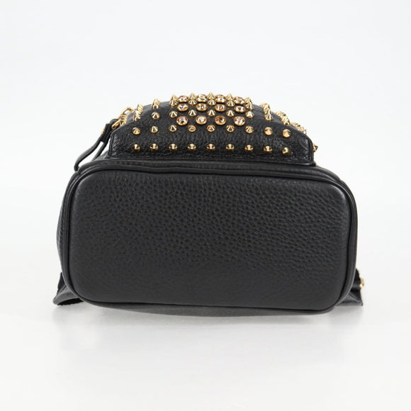 MCM Vicetos Studs Backpack Leather Black Gold Auth yk19000V