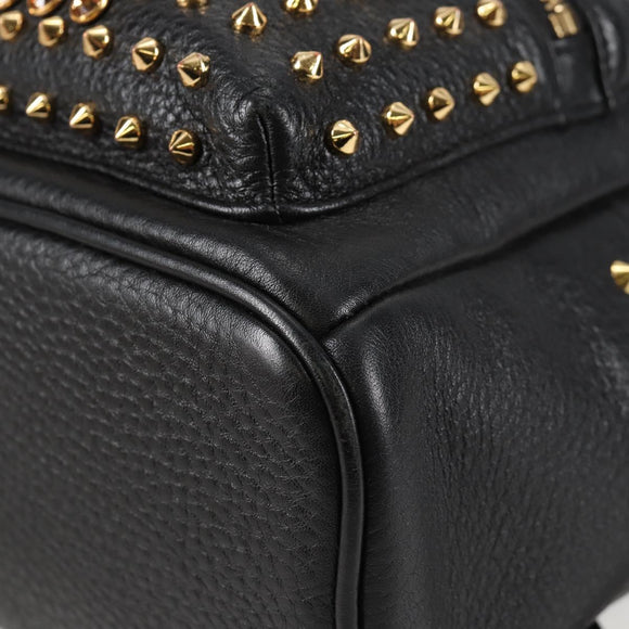 MCM Vicetos Studs Backpack Leather Black Gold Auth yk19000V