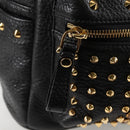 MCM Vicetos Studs Backpack Leather Black Gold Auth yk19000V-20