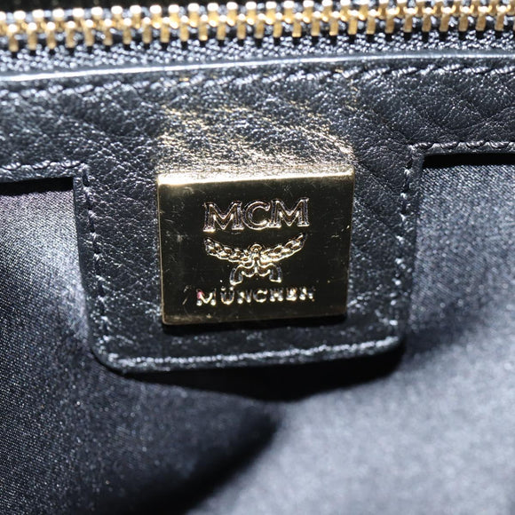 MCM Vicetos Studs Backpack Leather Black Gold Auth yk19000V