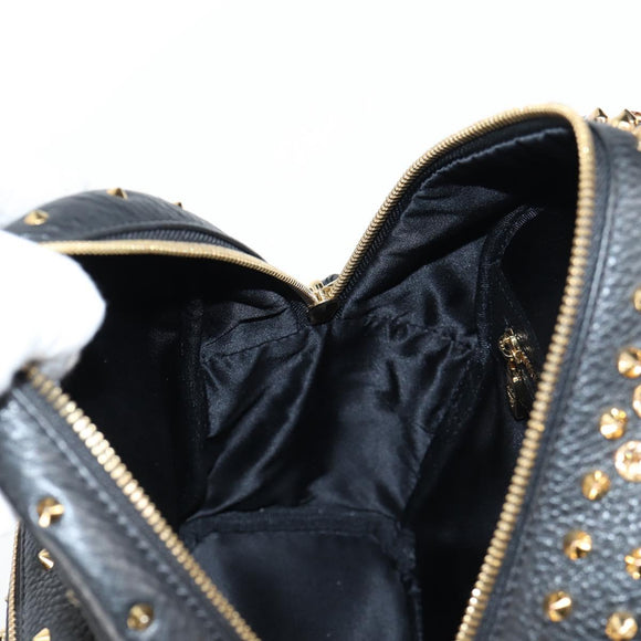 MCM Vicetos Studs Backpack Leather Black Gold Auth yk19000V