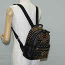 MCM Vicetos Studs Backpack Leather Black Gold Auth yk19000V-27