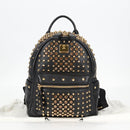 MCM Vicetos Studs Backpack Leather Black Gold Auth yk19000V-12