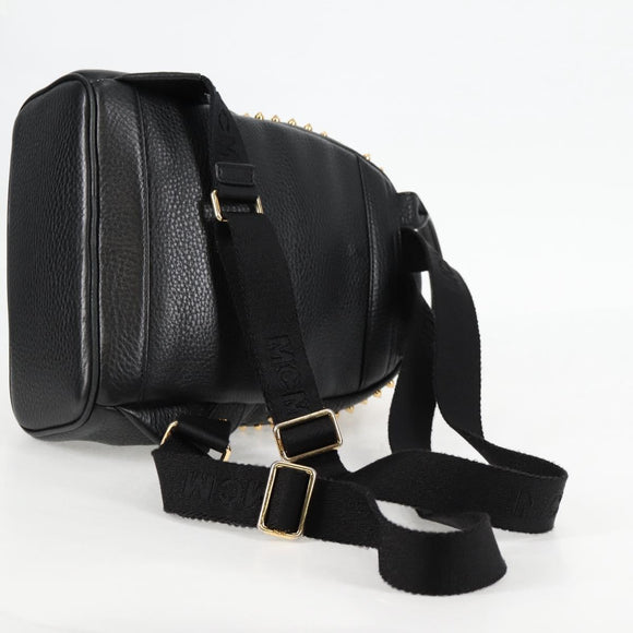 MCM Vicetos Studs Backpack Leather Black Gold Auth yk19000V