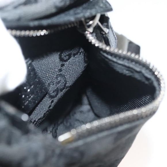 GUCCI GG Canvas Waist bag Black Silver 28566 Auth yk19002