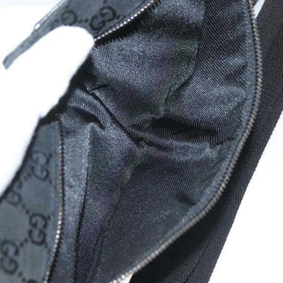 GUCCI GG Canvas Waist bag Black Silver 28566 Auth yk19002