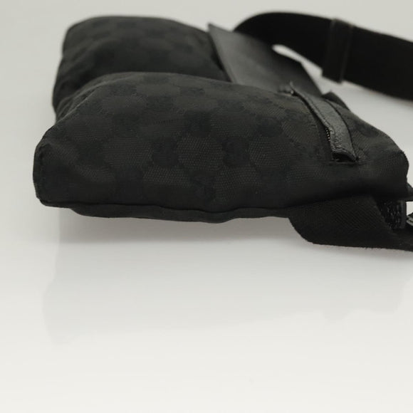 GUCCI GG Canvas Waist bag Black Silver 28566 Auth yk19002