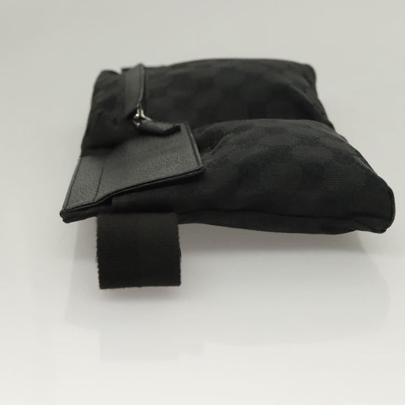 GUCCI GG Canvas Waist bag Black Silver 28566 Auth yk19002