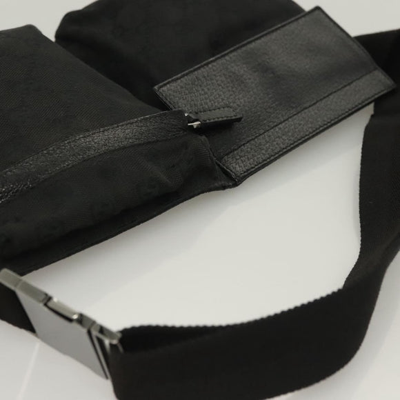 GUCCI GG Canvas Waist bag Black Silver 28566 Auth yk19002