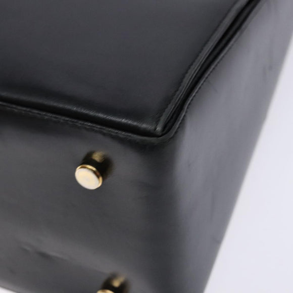 Salvatore Ferragamo Gancini Hand Bag Leather Black Gold Auth yk19008