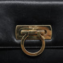 Salvatore Ferragamo Gancini Hand Bag Leather Black Gold Auth yk19008-18