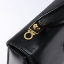 Salvatore Ferragamo Gancini Hand Bag Leather Black Gold Auth yk19008-19