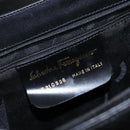 Salvatore Ferragamo Gancini Hand Bag Leather Black Gold Auth yk19008-12