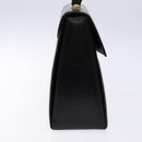 Salvatore Ferragamo Gancini Hand Bag Leather Black Gold Auth yk19008-3