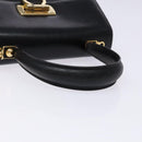 Salvatore Ferragamo Gancini Hand Bag Leather Black Gold Auth yk19008-7