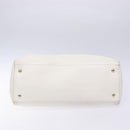 VERSACE Tote Bag Leather White Gold Auth yk19012-5