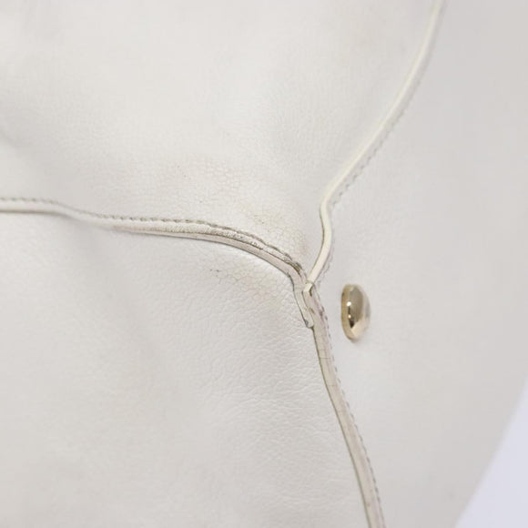 VERSACE Tote Bag Leather White Gold Auth yk19012