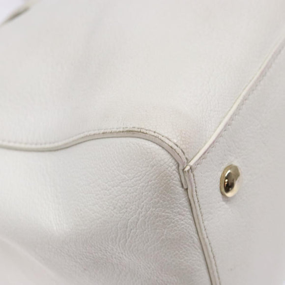 VERSACE Tote Bag Leather White Gold Auth yk19012