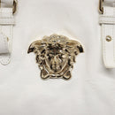 VERSACE Tote Bag Leather White Gold Auth yk19012-17