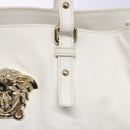 VERSACE Tote Bag Leather White Gold Auth yk19012-18