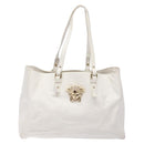 VERSACE Tote Bag Leather White Gold Auth yk19012-13