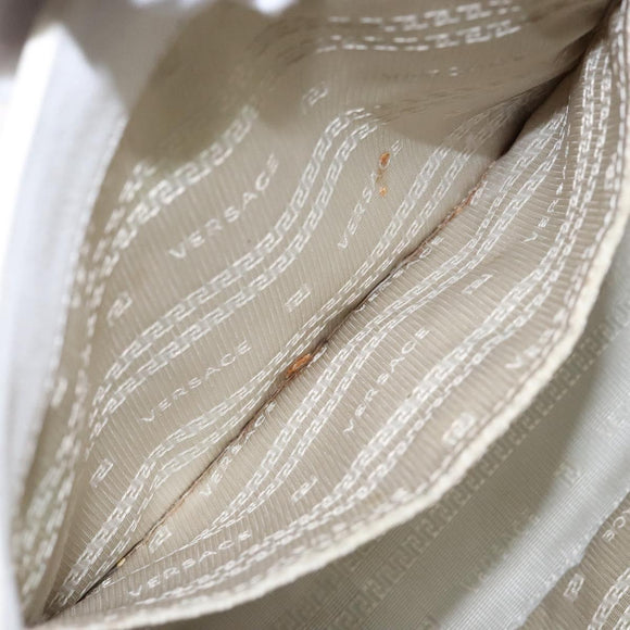 VERSACE Tote Bag Leather White Gold Auth yk19012