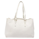 VERSACE Tote Bag Leather White Gold Auth yk19012-2