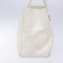 VERSACE Tote Bag Leather White Gold Auth yk19012-3