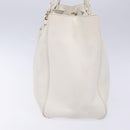 VERSACE Tote Bag Leather White Gold Auth yk19012-4