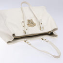 VERSACE Tote Bag Leather White Gold Auth yk19012-6