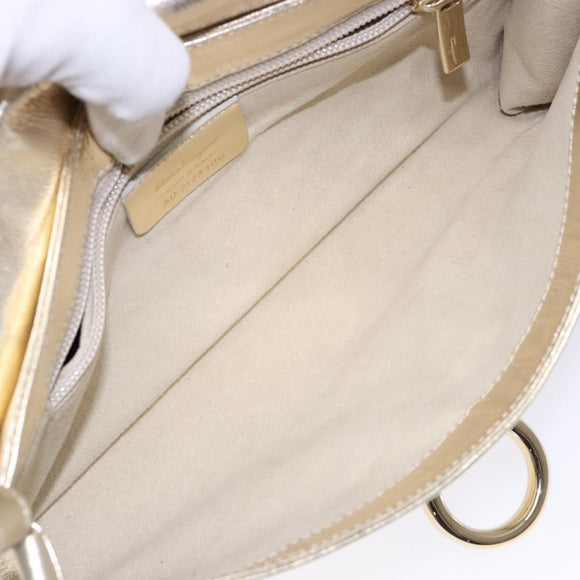 Salvatore Ferragamo Gancini Shoulder Bag Leather Gold Tone Auth yk19023