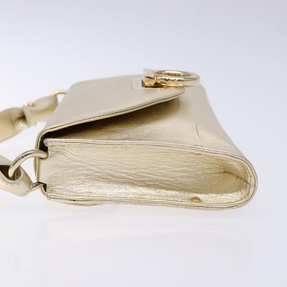 Salvatore Ferragamo Gancini Shoulder Bag Leather Gold Tone Auth yk19023